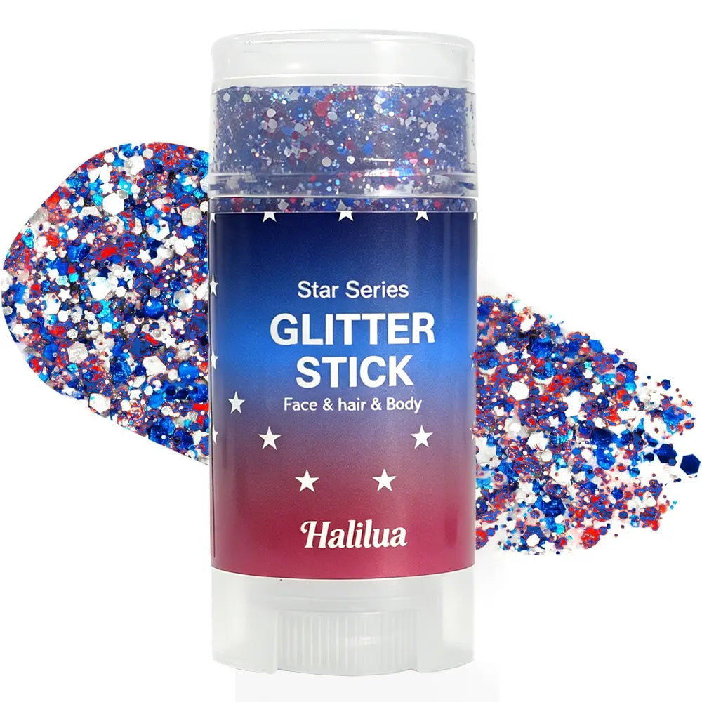 Patriotic Red, White & Blue Body Glitter Stick for 4th of July