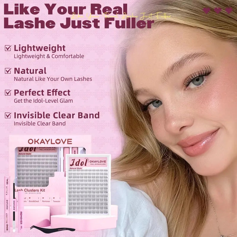 Idol Black| Brown Idol Lash Clusters Kit | D Curl Lash Extension Kit