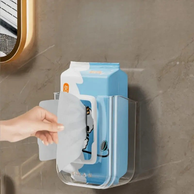 Clear Wall-Mounted Tissue and Wet Wipe Holders, Two-Piece Set