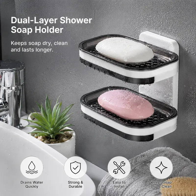 Double-Layer Wall-Mounted Soap Holders, Buy One Get One Set