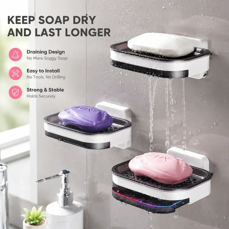 Double-Layer Wall-Mounted Soap Holders, Buy One Get One Set