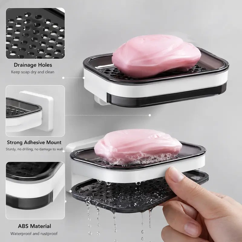 Double-Layer Wall-Mounted Soap Holders, Buy One Get One Set