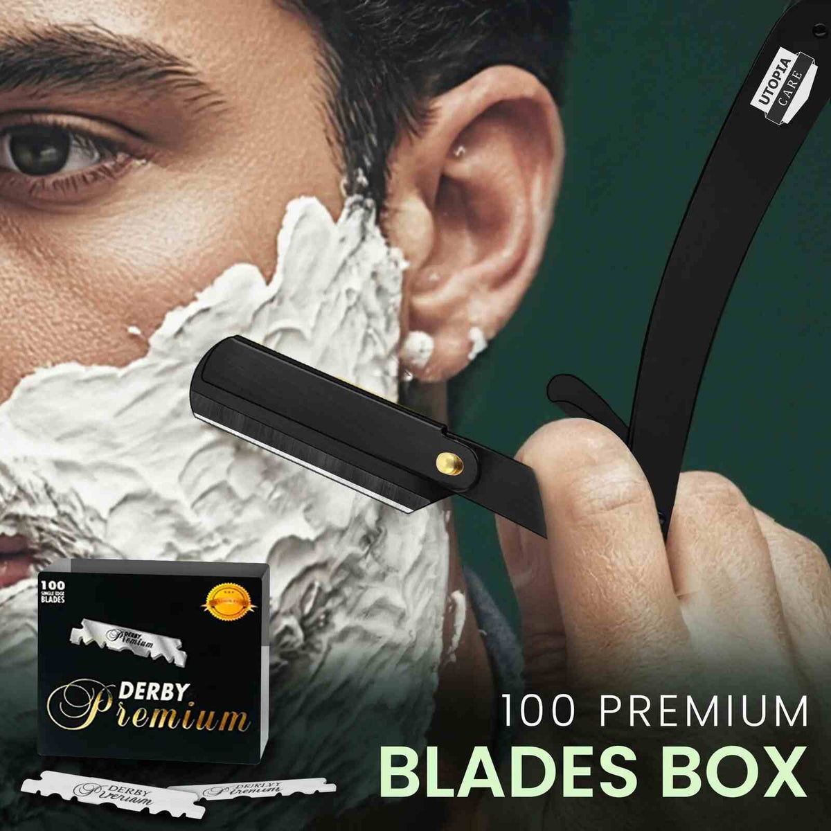 Professional Barber Straight Razor Shaving Kit with 100 Safety Blades