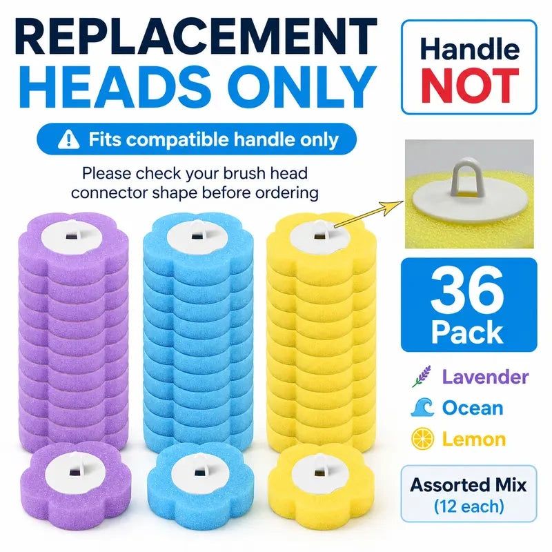 36-Piece Assorted Disposable Toilet Brush Refill Pack