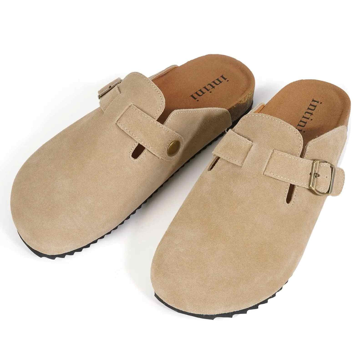 Unisex Suede Cork Footbed Clogs with Faux Fur Lining