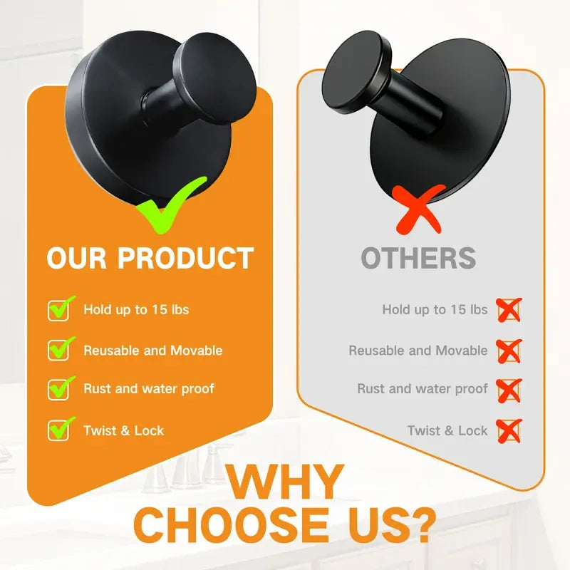 Decerk Heavy-Duty Stainless Steel Shower Suction Cup Hooks with Replaceable Core