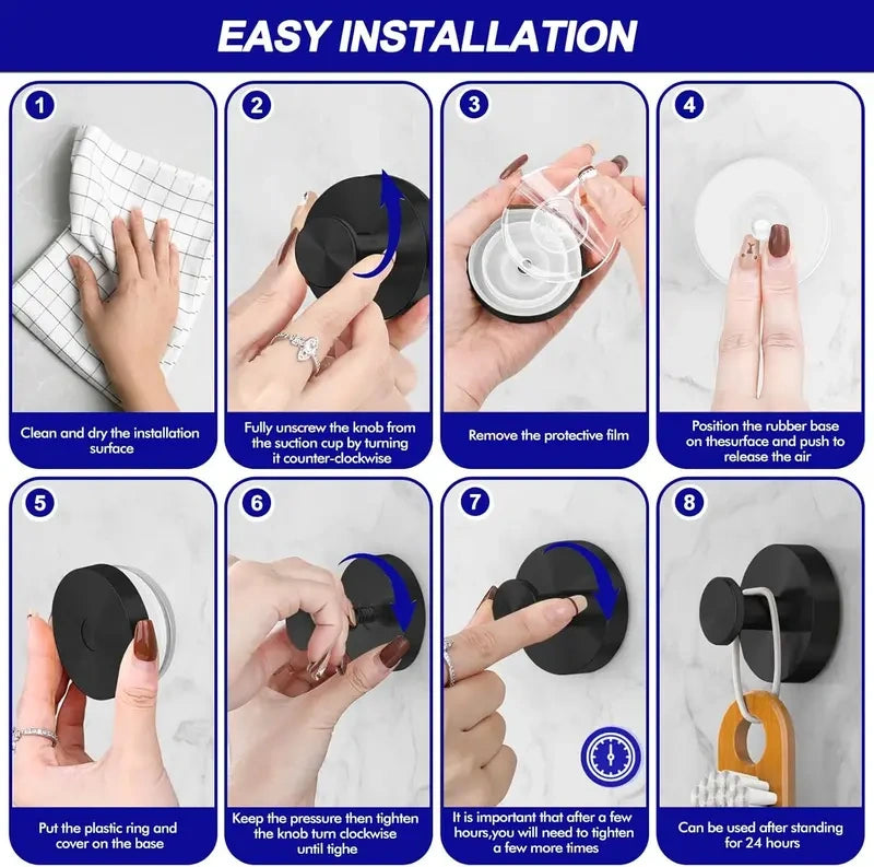 Decerk Heavy-Duty Stainless Steel Shower Suction Cup Hooks with Replaceable Core
