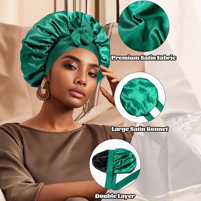 Adjustable Double-Layer Satin Bonnet