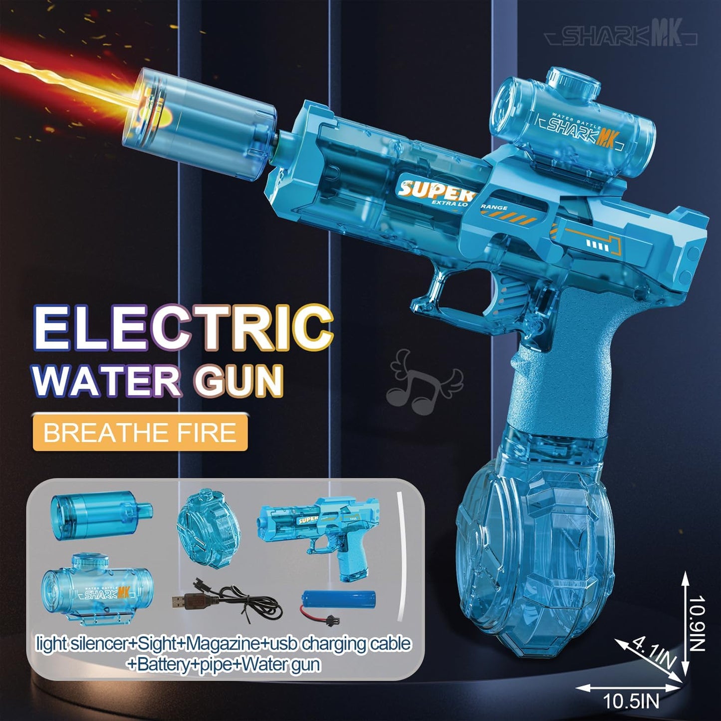 Ultimate Battle Water Gun Powerful Electric Water Gun, Water Blaster Automatic Squirt Gun with Glowing Muzzle