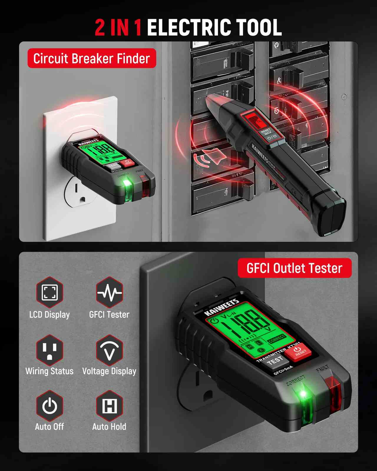 Instant Safety Digital Voltage Tester & Electrical Repair Kit
