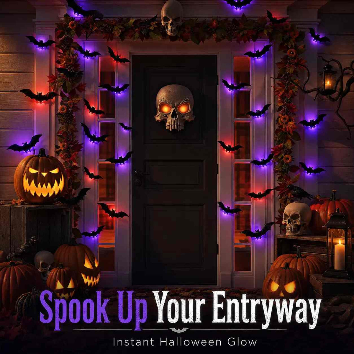 3D Glowing Bat Light LED Wall Stickers: Bendable Spooky Halloween Ornaments