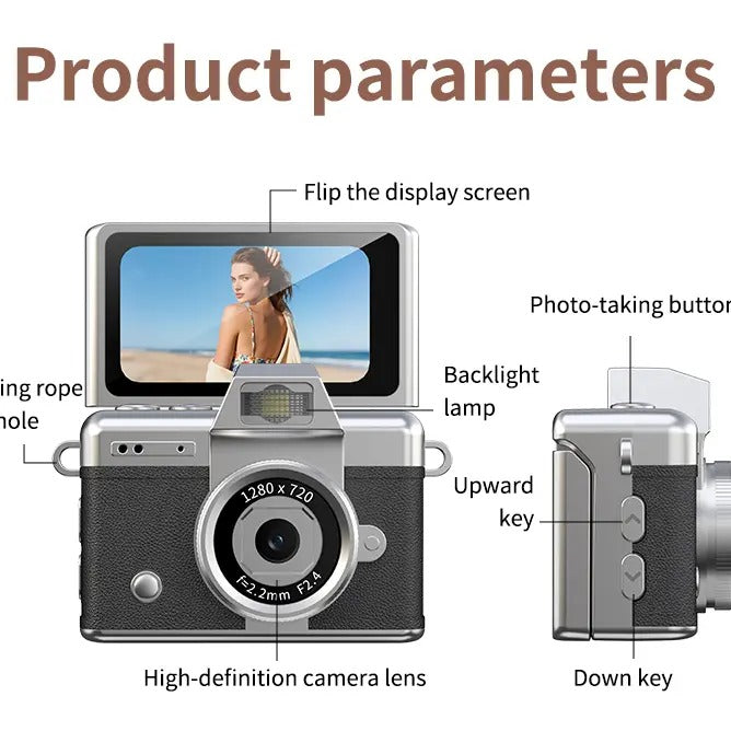 PocketSnap Mini Keychain Camera – 1080P Retro Digital Cam with 32GB Card
