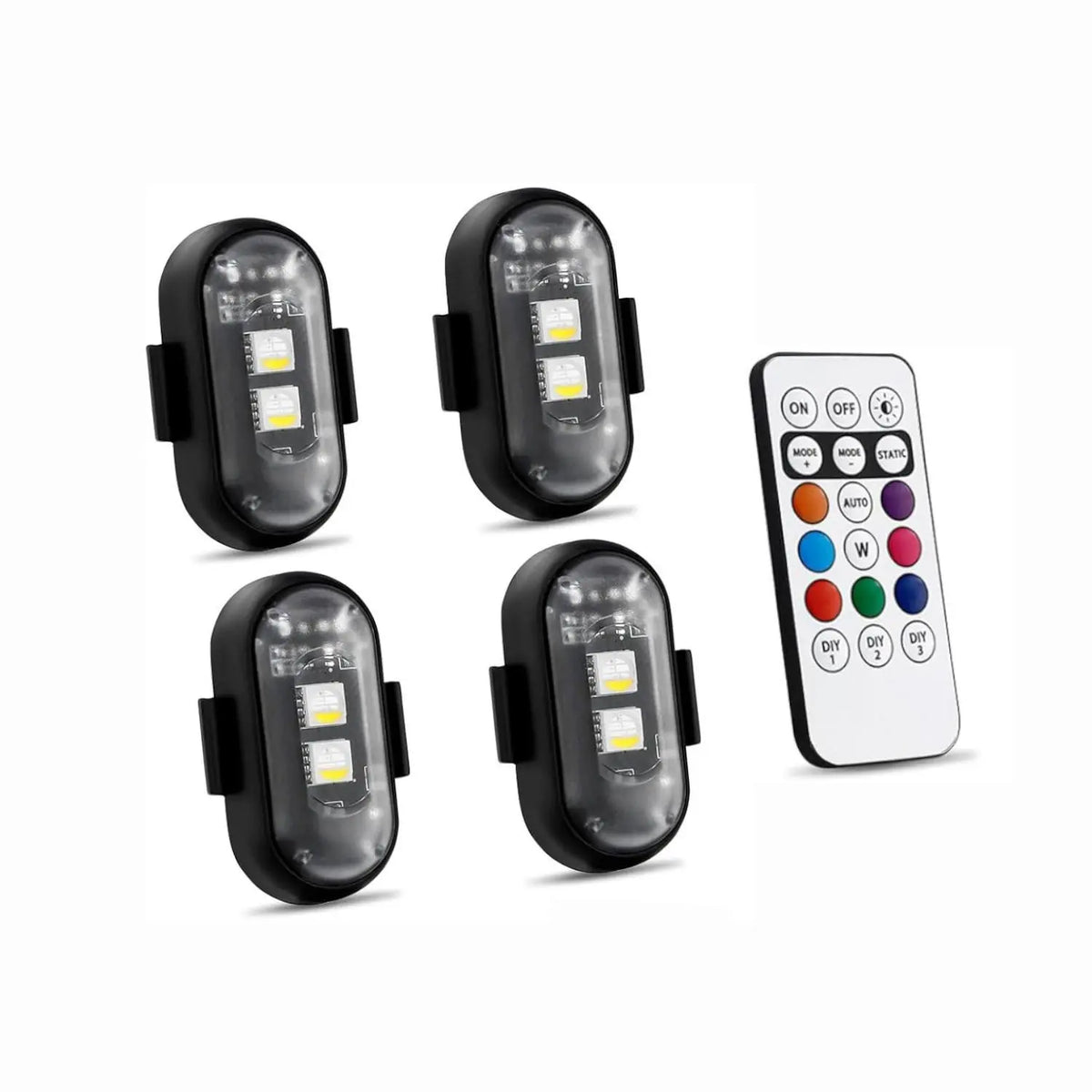 (8 Pcs) RGB Led Aircraft Strobe Light Remote Wireless Motorcycle Flash Light Warning Lights for Bike Car Multifunctional