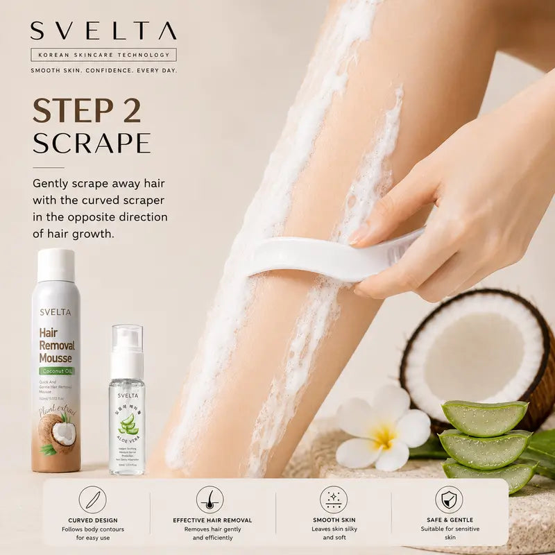SilkEase Bikini Hair Removal Kit – Gentle Cream & Mousse with Aloe & Coconut Oil