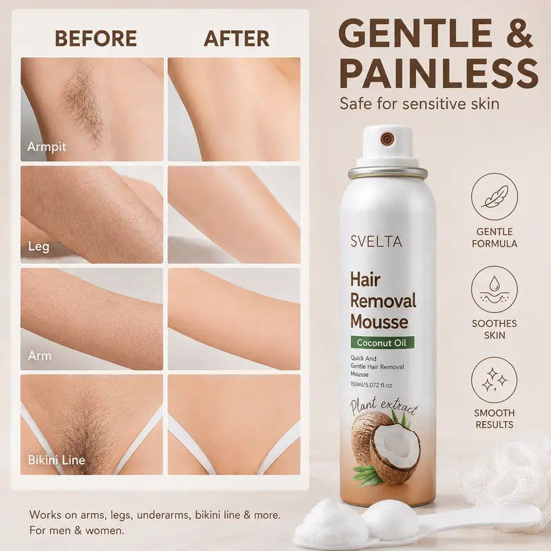 SilkEase Bikini Hair Removal Kit – Gentle Cream & Mousse with Aloe & Coconut Oil