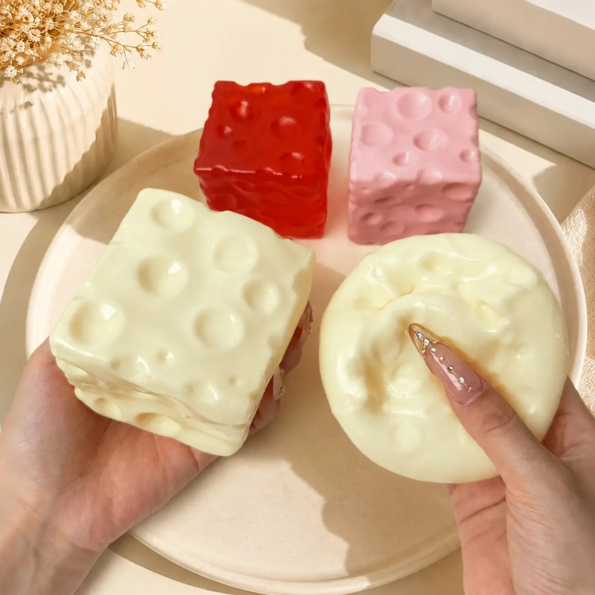 CheesePop Squishy Cube – Soft ASMR Sensory Stress Relief Toy