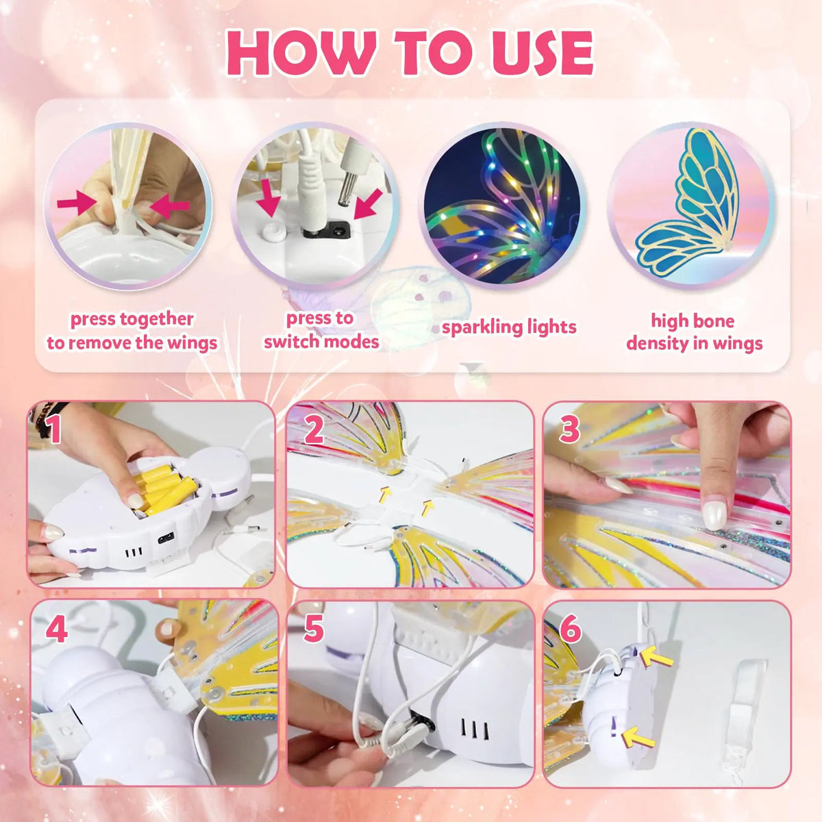 FairyGlow Light-Up Butterfly Wings – Magical Dress-Up Toy for Kids