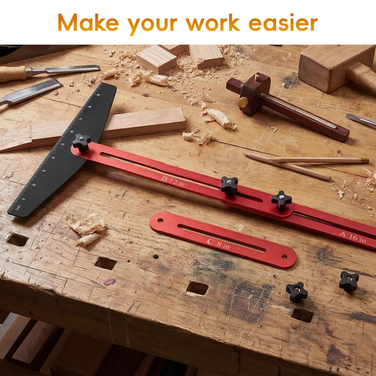 StepGauge Adjustable Stair Tread Template – Aluminum Woodworking Measuring Jig