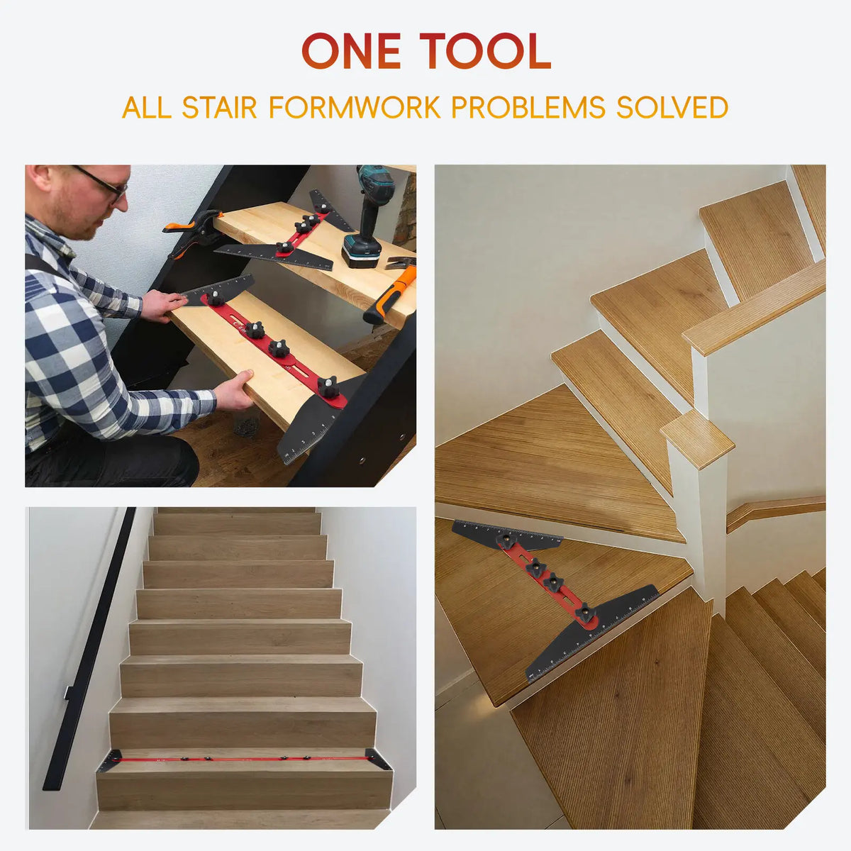 StepGauge Adjustable Stair Tread Template – Aluminum Woodworking Measuring Jig