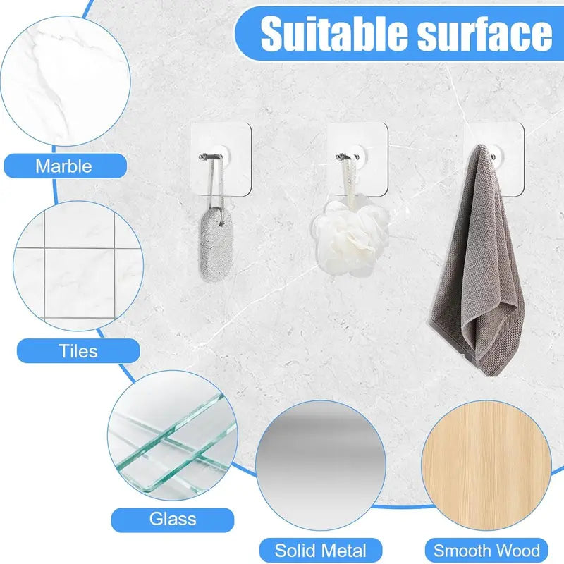 ClearHook 20-Pack Self-Adhesive Wall Hooks – Acrylic Organizer for Photos, Keys & Jewelry