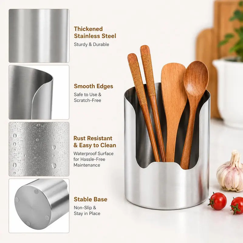 UtensilMate Stainless Steel Holder – Rust-Resistant Countertop Kitchen Organizer