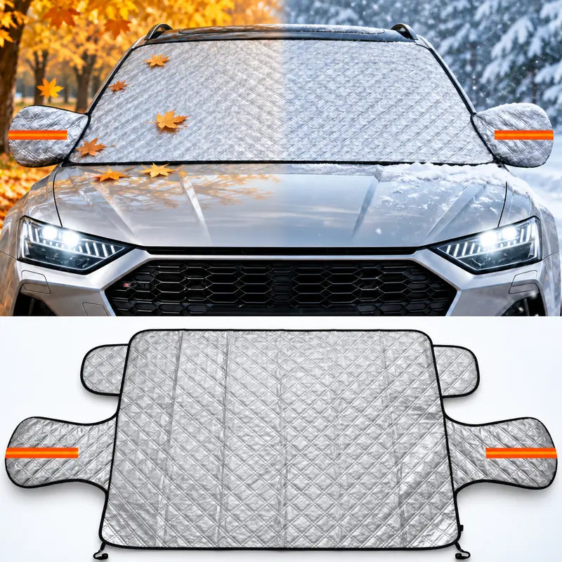 FrostShield Magnetic Windshield Cover – 3-Layer Snow & Ice Protection with Mirror Covers