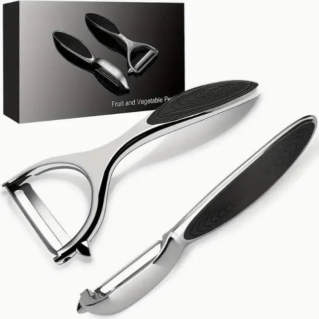 PeelMate 2-Piece Stainless Steel Peeler Set – Non-Slip Kitchen Prep Tools