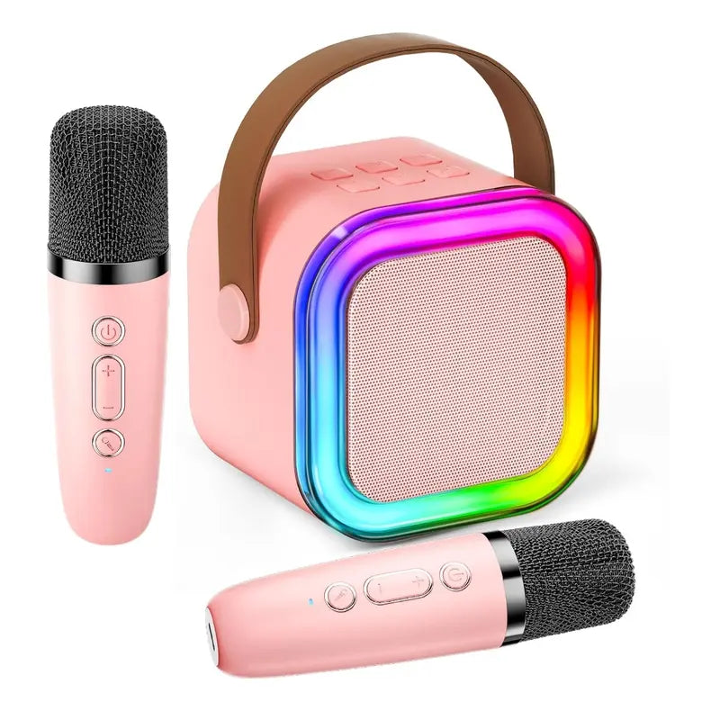 SingMate Mini Karaoke Machine – Bluetooth Speaker with 2 Wireless Microphones & LED Lights