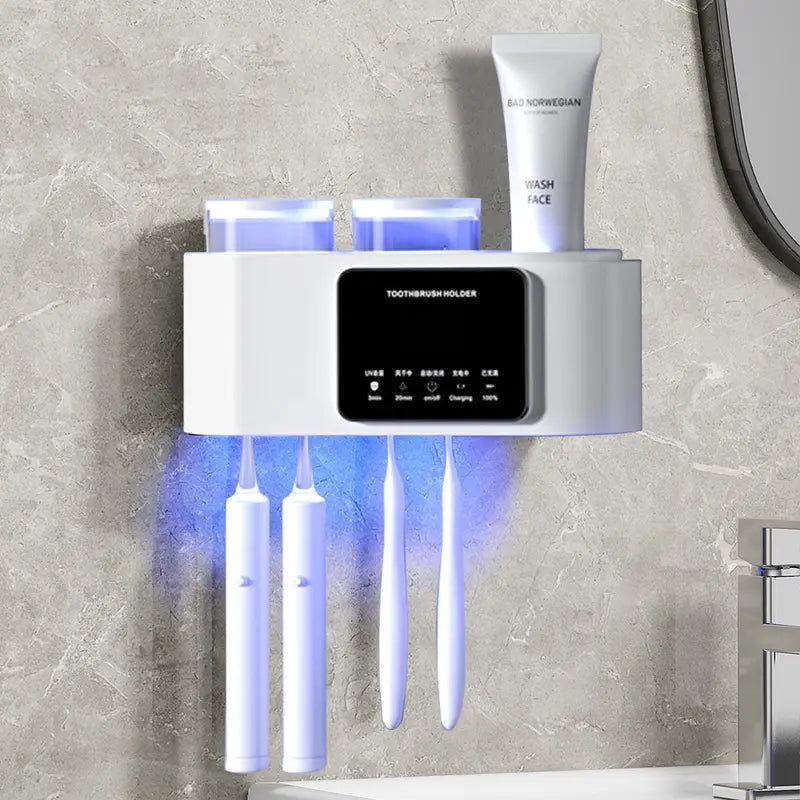 Wall-Mounted Toothbrush Organizer with Two Cups — detail view 1