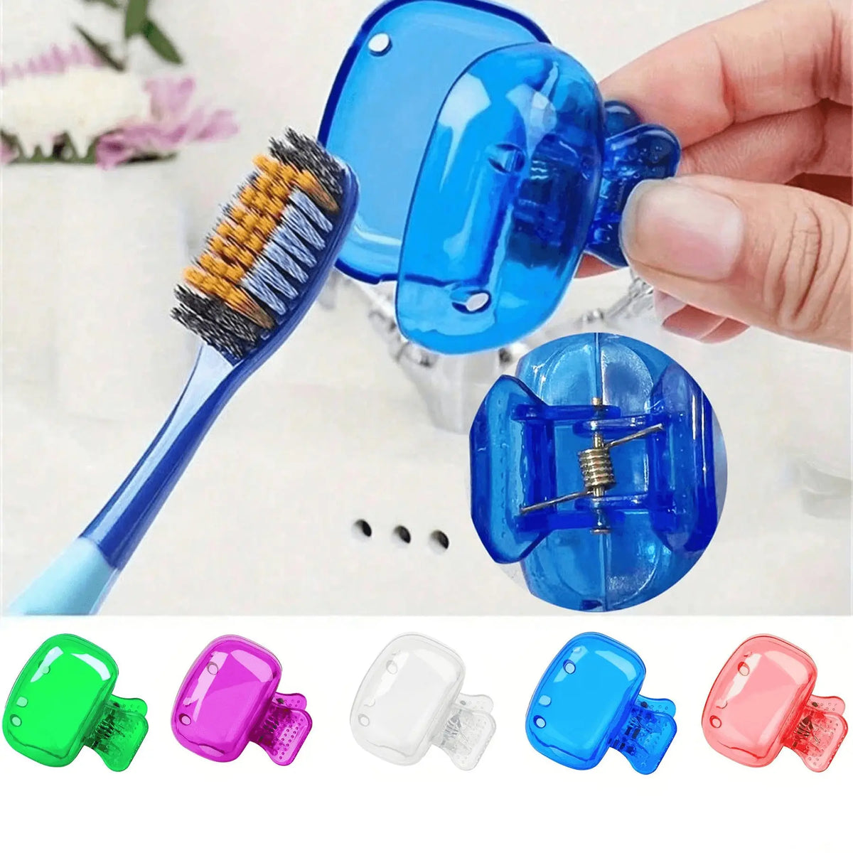 Travel Toothbrush Head Covers, 5-Piece Multicolor Set — product view