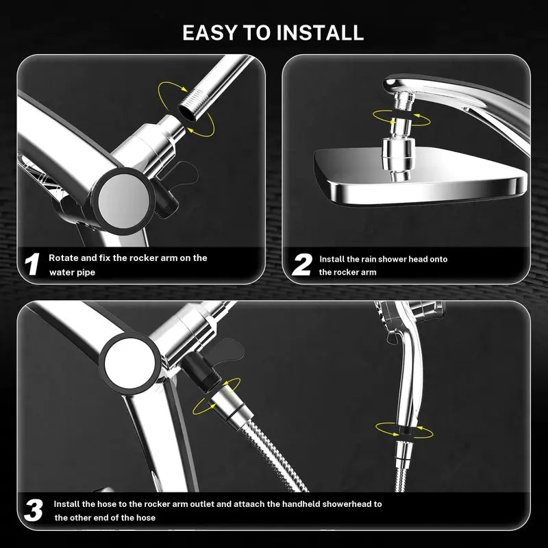 Magnetic Dual Shower Head Kit, Silver — detail view 2