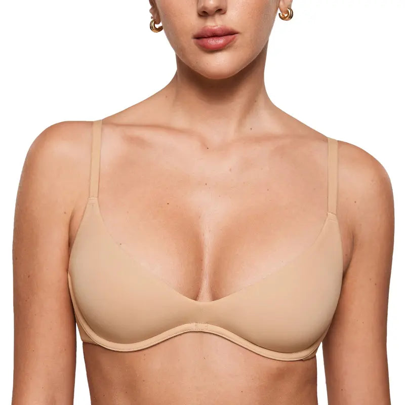 Unlined Plunge Underwire Bra - Warm Beige