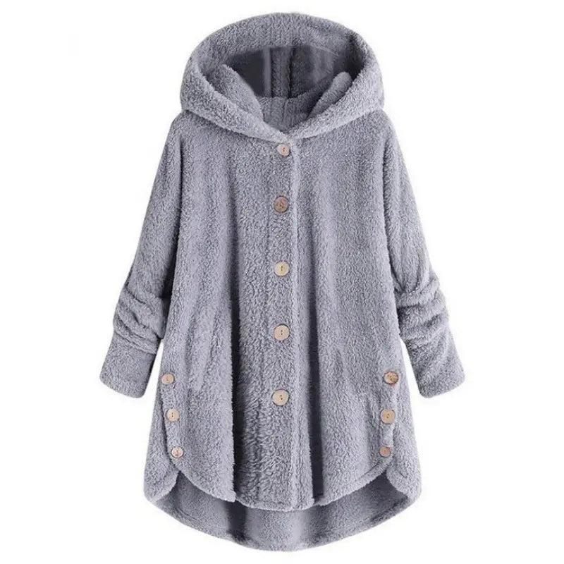 Plush Button-Front Winter Coat - original gallery 1