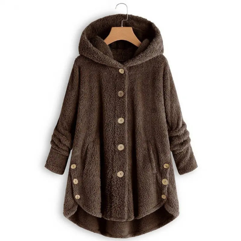 Plush Button-Front Winter Coat - original gallery 5