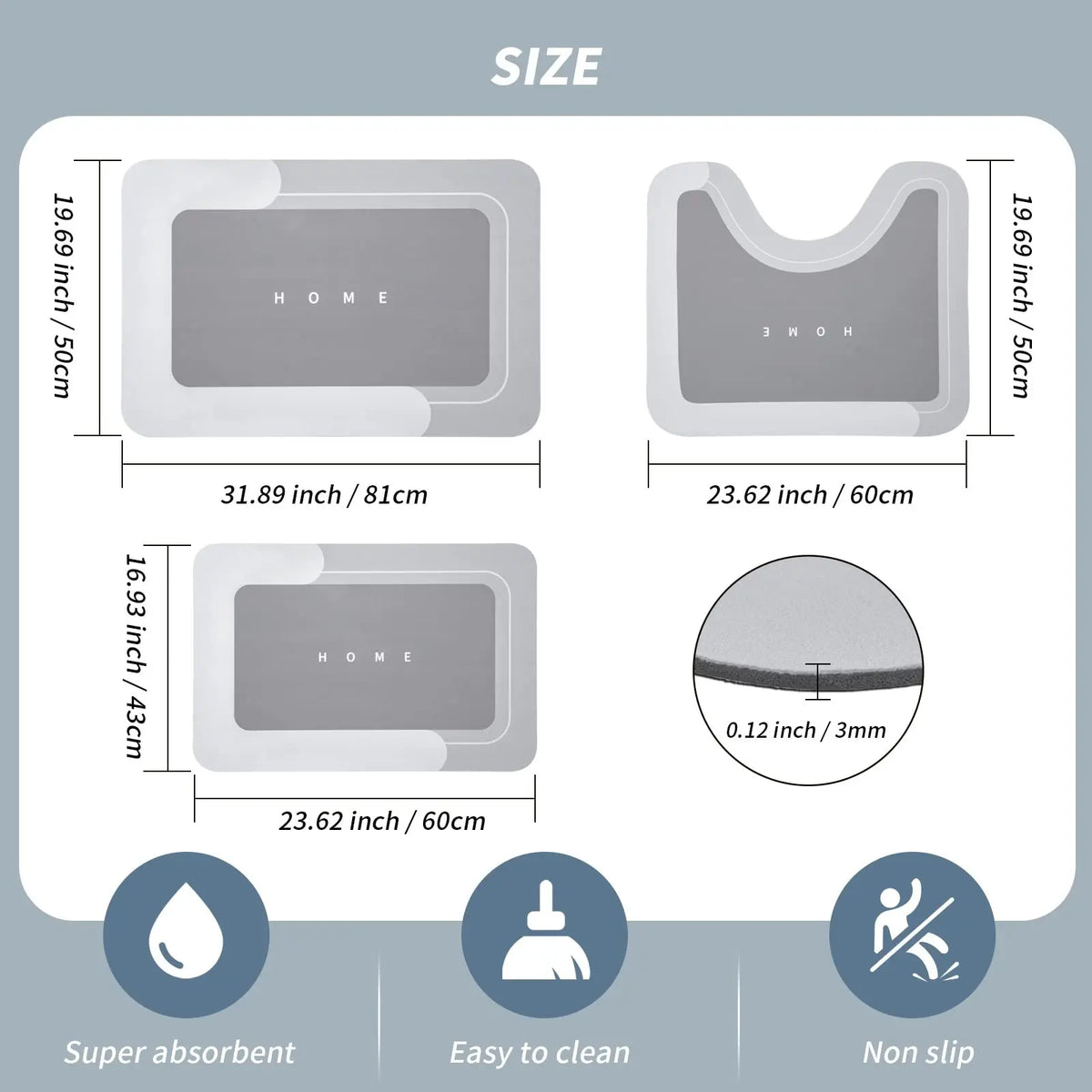Three-Piece Diatomite Bathroom Mat Kit — detail view 2