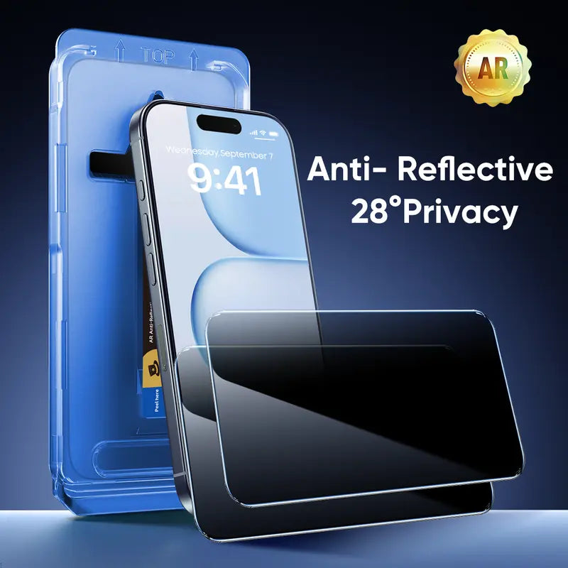 Tempered-Glass Phone Screen Protectors — 4-Pack - Anti- Reflective 28°Privacy