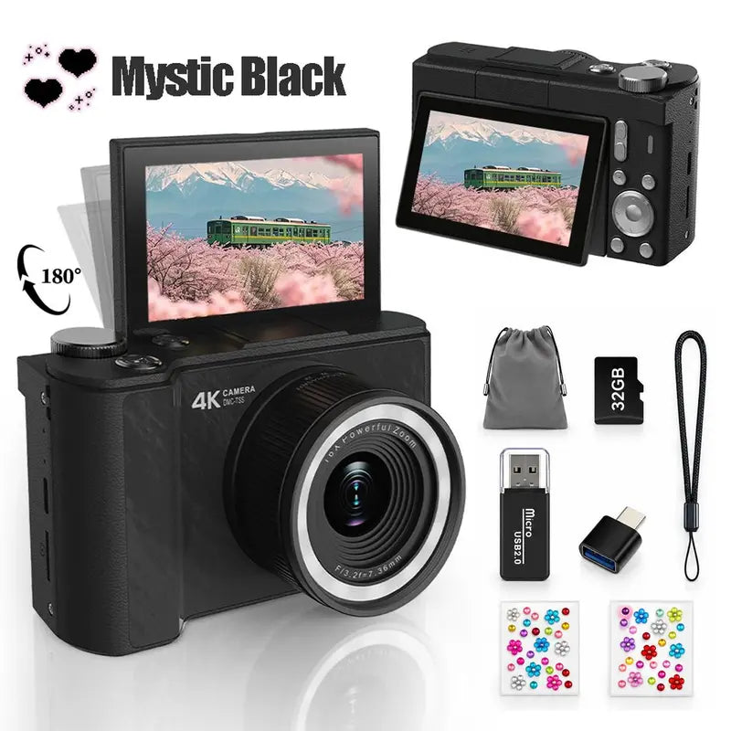 Flip-Screen Pocket Digital Camera — Mystic Black - Mystic Black
