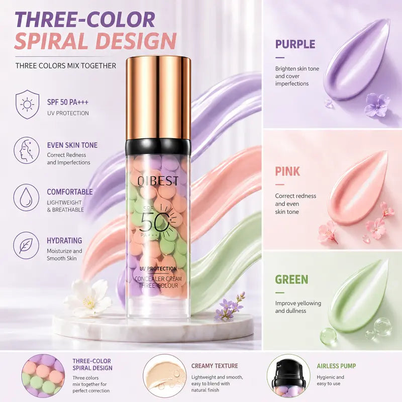 Qibest Three-in-One Color Correcting Primer — original source product view 2