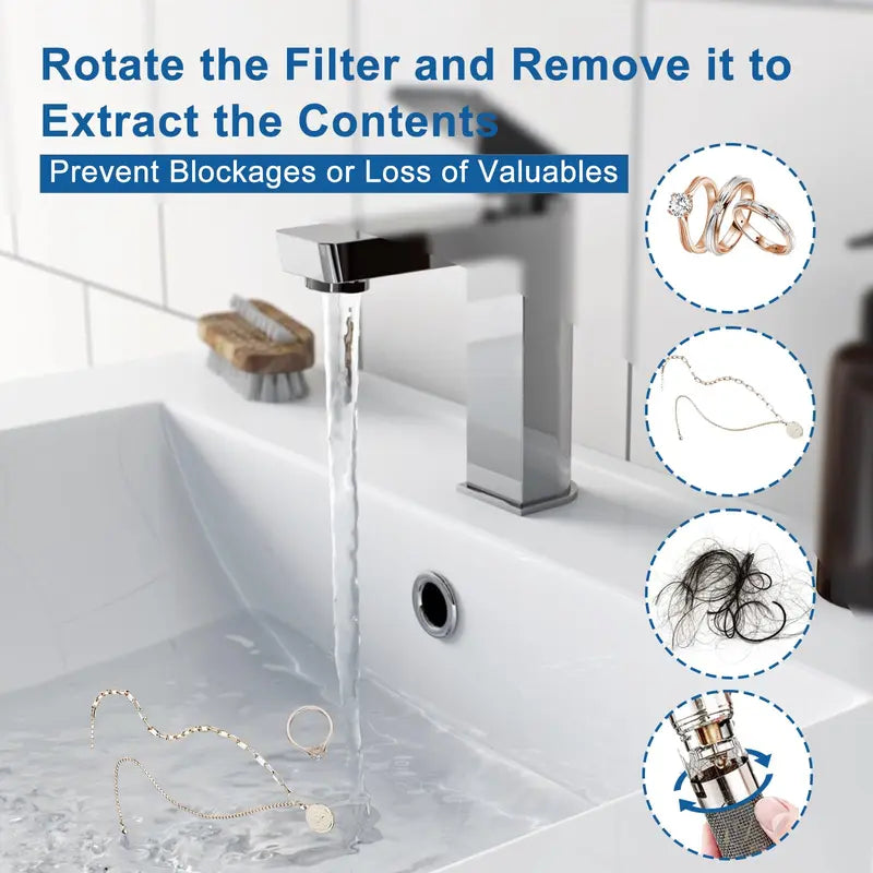 Pop-Up Sink Drain Stopper with Filter Basket — detail view 4