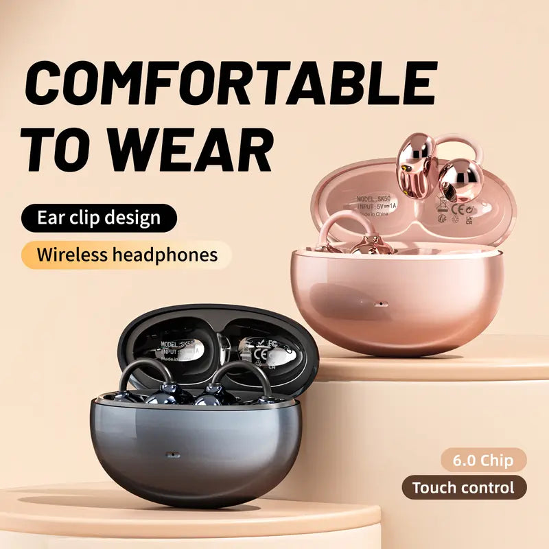 Rose Gold Open-Ear Clip Wireless Earbuds - original gallery 5