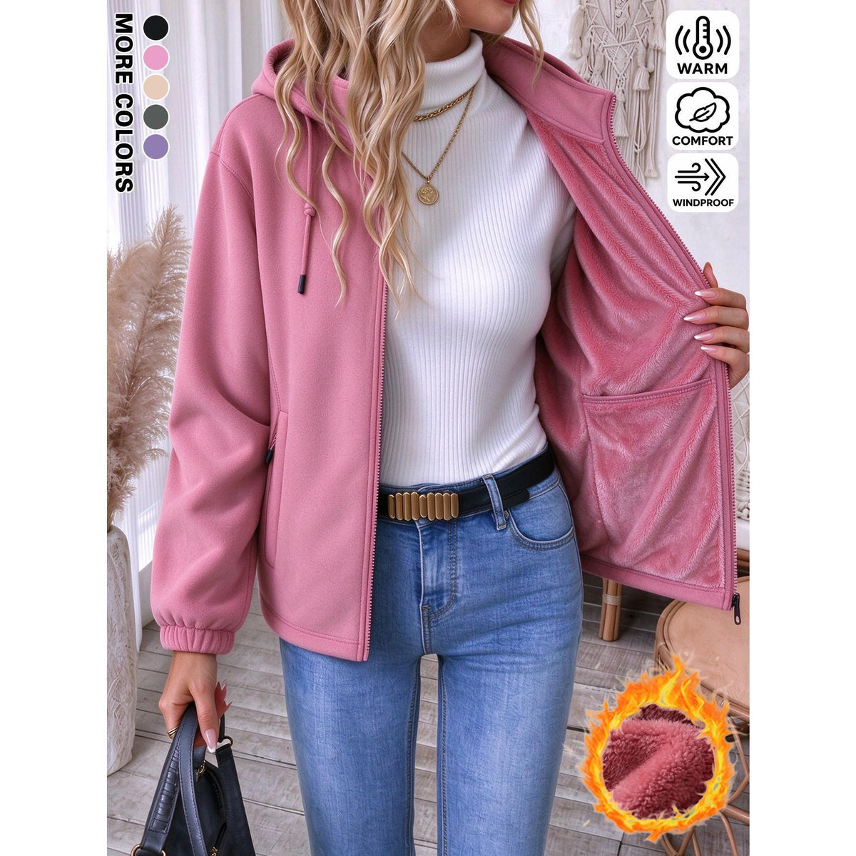 Women plush fleece jacket gallery 1