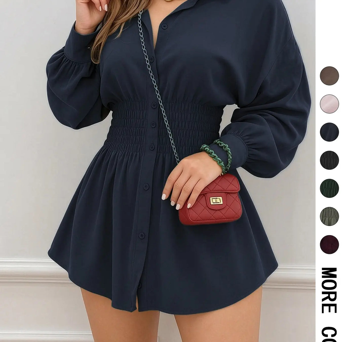 Zip-Front Long-Sleeve Peplum Shirt - original gallery 3