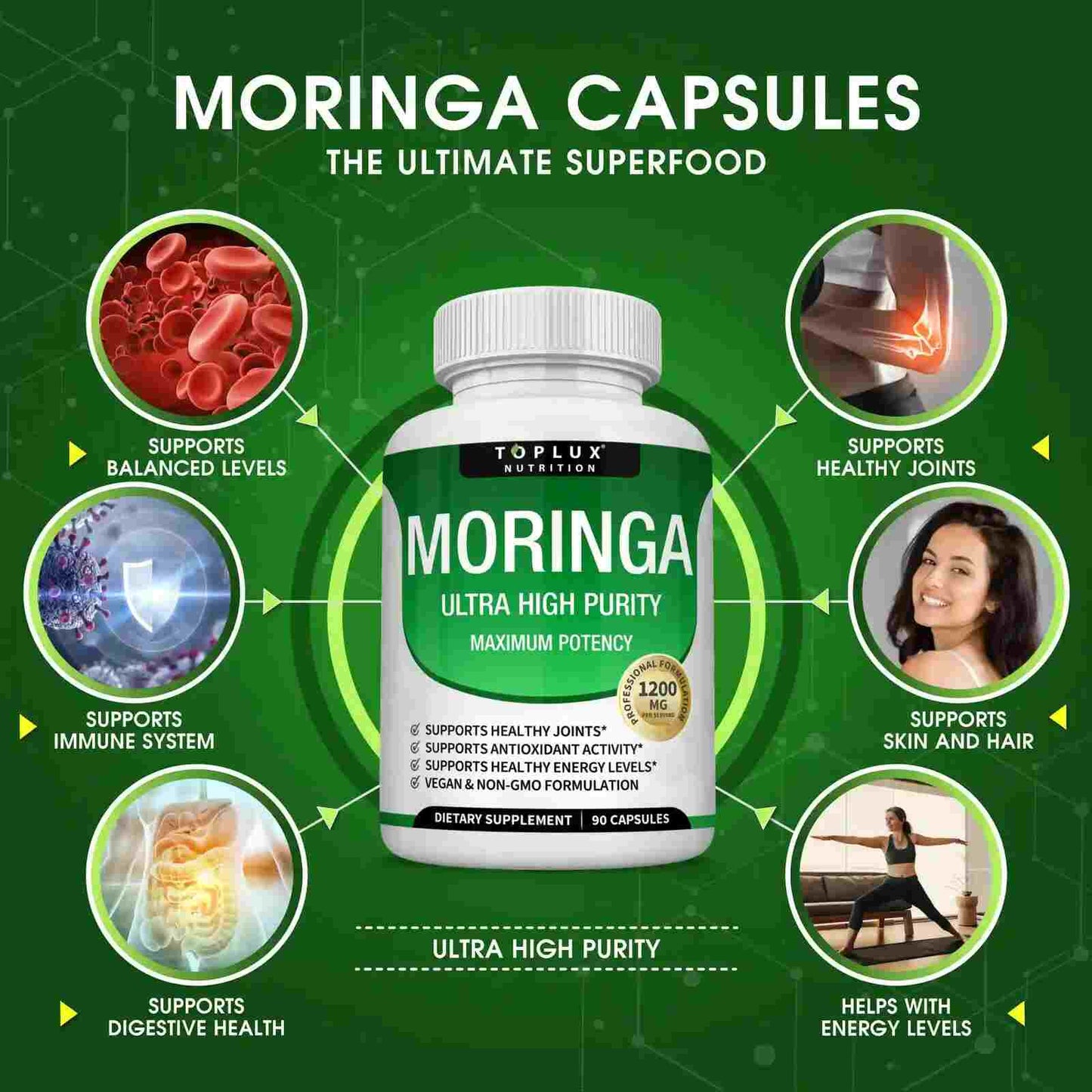 Organic Moringa 1200mg — Immune & Gut Support