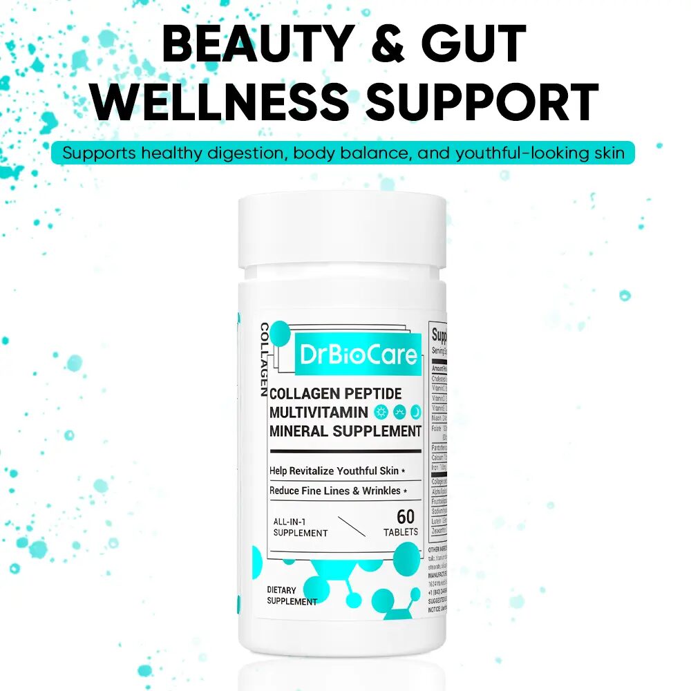 Restore Youthful Radiance & Gut Balance: Multi-Nutrient Collagen Peptides Tablets