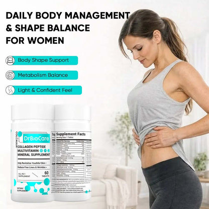 Restore Youthful Radiance & Gut Balance: Multi-Nutrient Collagen Peptides Tablets