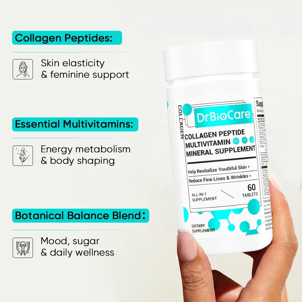Restore Youthful Radiance & Gut Balance: Multi-Nutrient Collagen Peptides Tablets