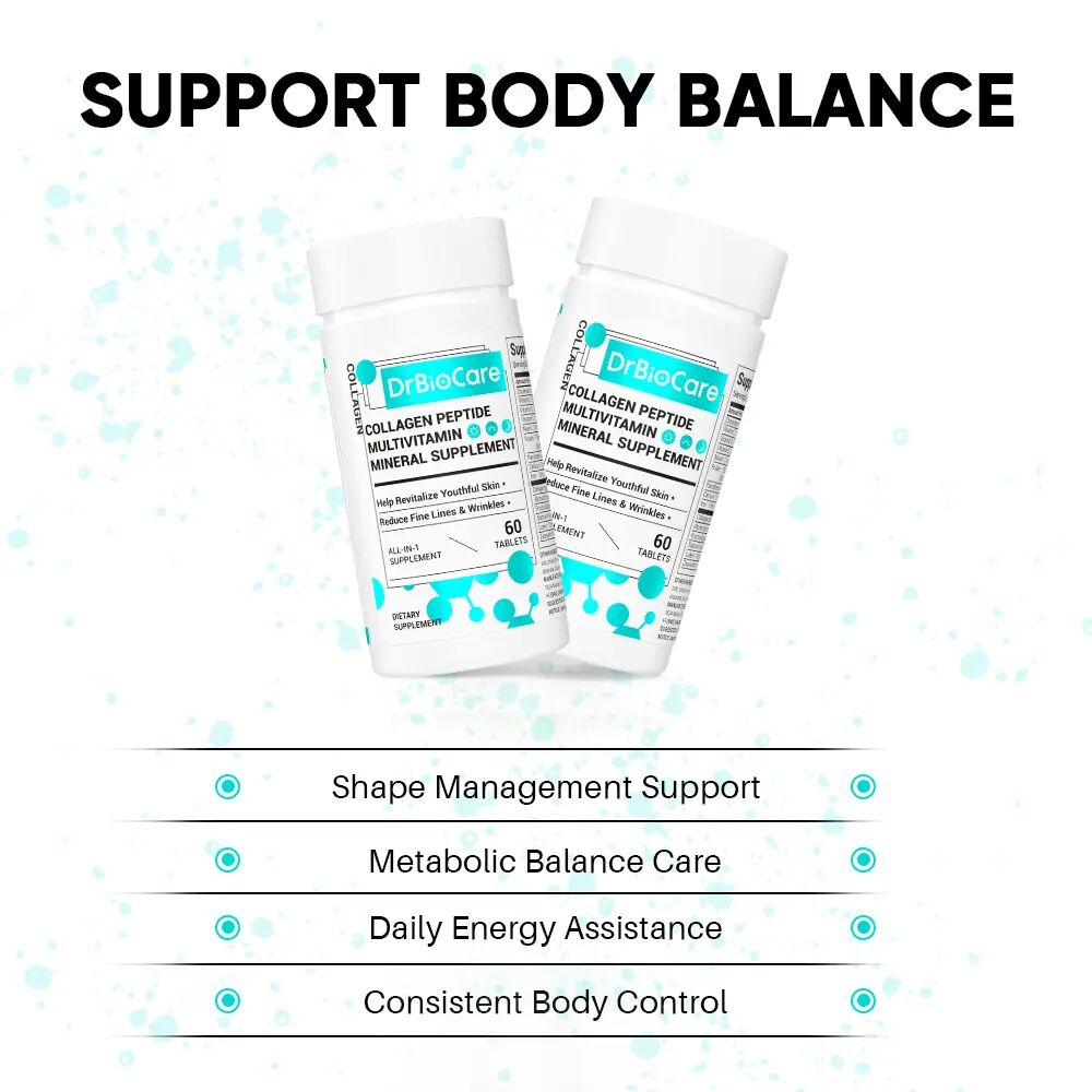 Restore Youthful Radiance & Gut Balance: Multi-Nutrient Collagen Peptides Tablets