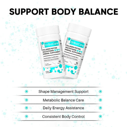 Restore Youthful Radiance & Gut Balance: Multi-Nutrient Collagen Peptides Tablets