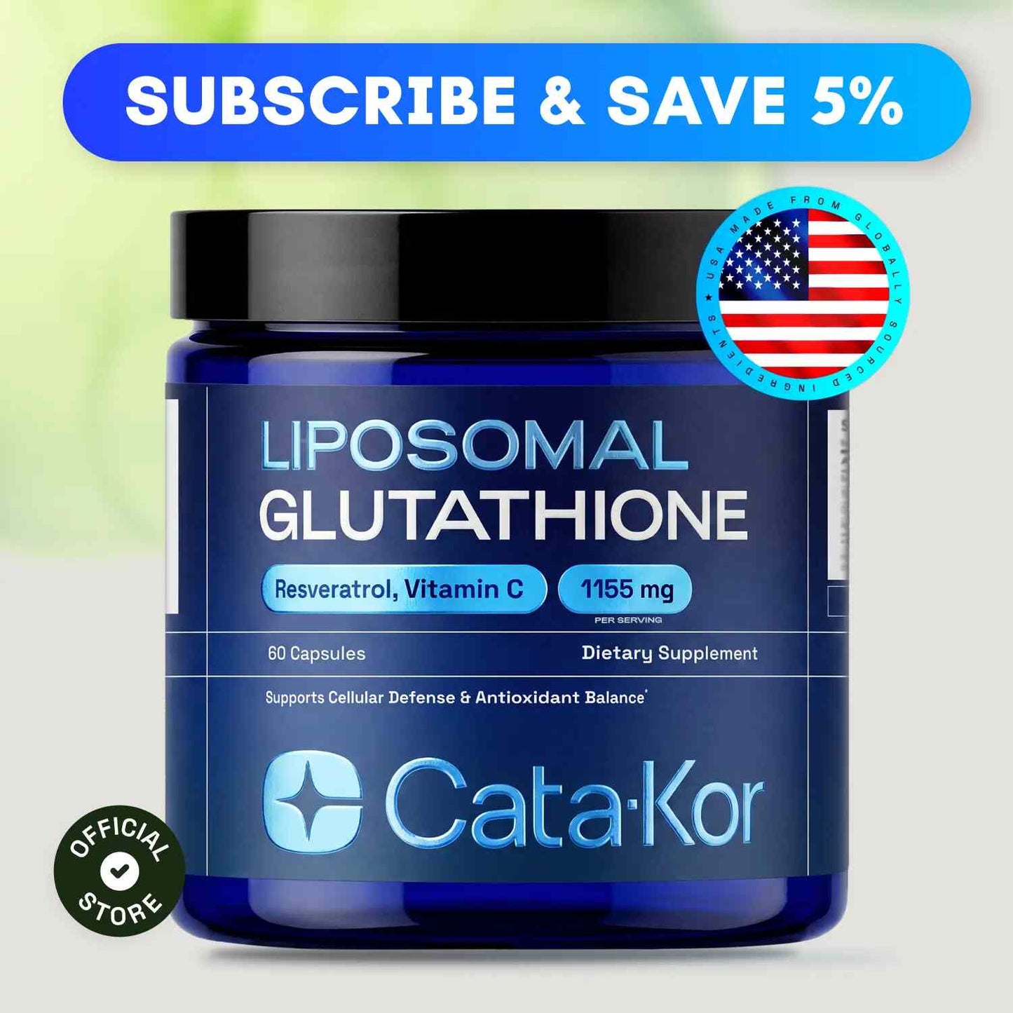 Max-Absorption Liposomal Glutathione 1155mg with Resveratrol Supplement