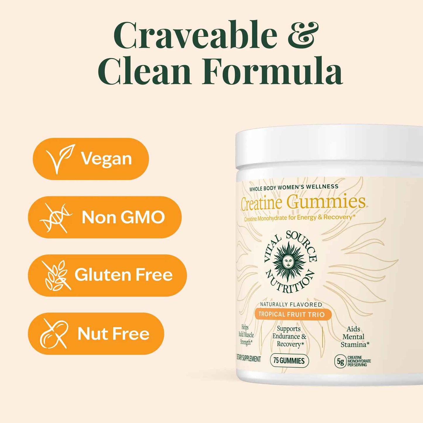 Pure Creatine Monohydrate Gummies for Daily Strength & Muscle Energy